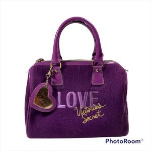 Victoria’s Secret purple velvet satchel with LOVE embroidery